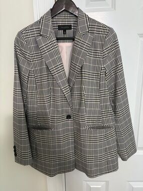Talbots Black and White Glen Plaid Blazer